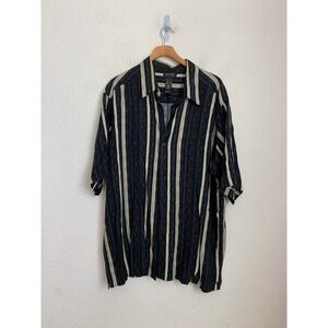Axcess Claiborne Men's Blue Striped Short Sleeve‎ Button Up Shirt size XL